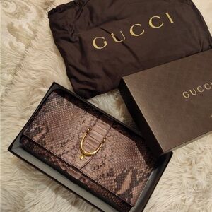 Gucci Brown Key & Card Holder with Python Texture